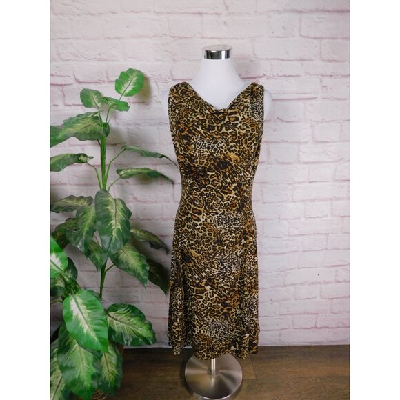 Jones Wear Special Occasions Day To Dinner Leopard Print Dress Size 6 - Picture 1 of 7